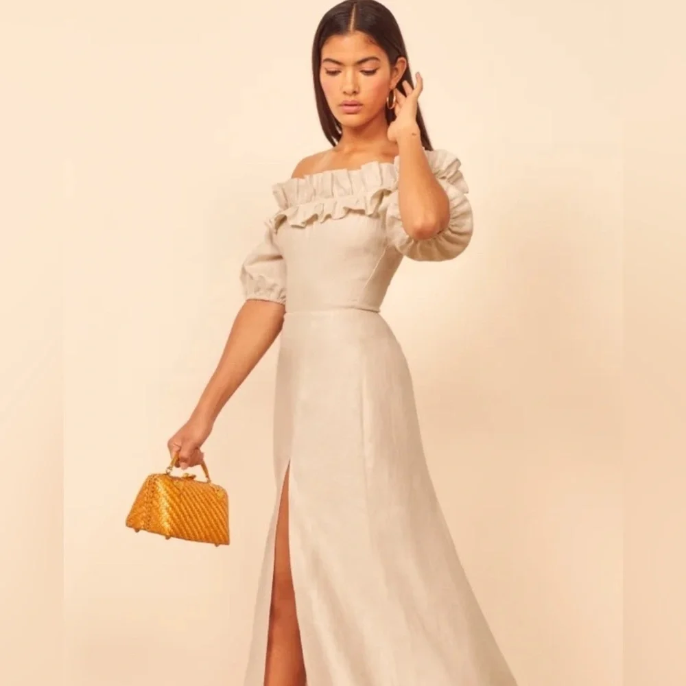 SOLD - Reformation Marley Off Shoulder Midi Dress, Size 2 - Picture 3 of 12